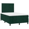 vidaXL Cama box spring colch&oacute;n y LED terciopelo verde oscuro 120x190cm