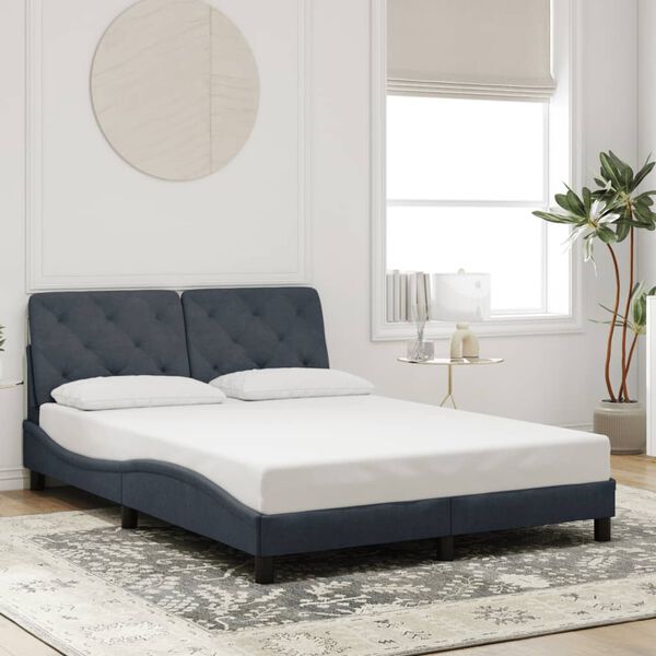 vidaXL Estructura de cama sin colch&oacute;n terciopelo gris oscuro 140x190cm