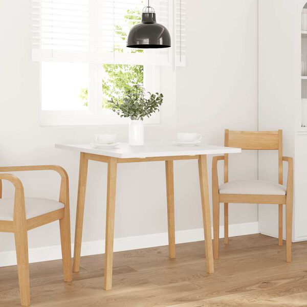vidaXL Dining Table Natural Solid Wood Rubber