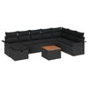 vidaXL Conjunto de sof&aacute;s de jard&iacute;n 9 uds. Negro Polirat&aacute;n