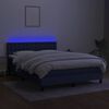 vidaXL Cama box spring colch&oacute;n y luces LED tela azul 140x200 cm