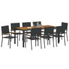 vidaXL Conjunto de Comedor de Jard&iacute;n 9 pcs Negro rat&aacute;n sint&eacute;tico
