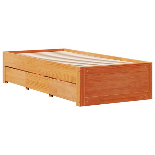 vidaXL Cama sin colchón con cajones madera de pino marrón 100x200 cm