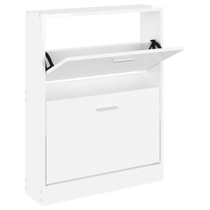 vidaXL Zapatero madera contrachapada blanco brillo 59x17x81 cm