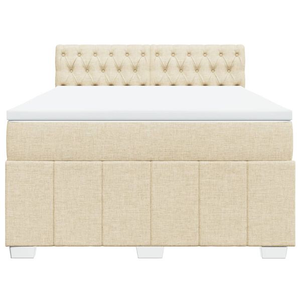 vidaXL Cama box spring con colch&oacute;n tela color crema 140x200 cm