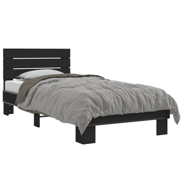 vidaXL Estructura de cama madera de ingenier&iacute;a y metal negro 90x200 cm