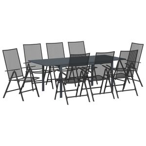vidaXL Conjunto de Comedor de Jardín 9 pcs Antracita Acero