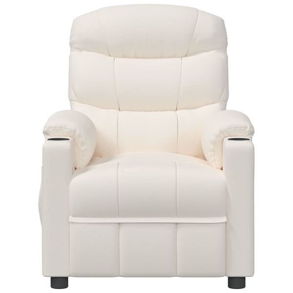 vidaXL Sill&oacute;n de masaje elevable cuero sint&eacute;tico crema