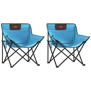vidaXL Sillas de camping con bolsillo plegables 2 unidades azul claro