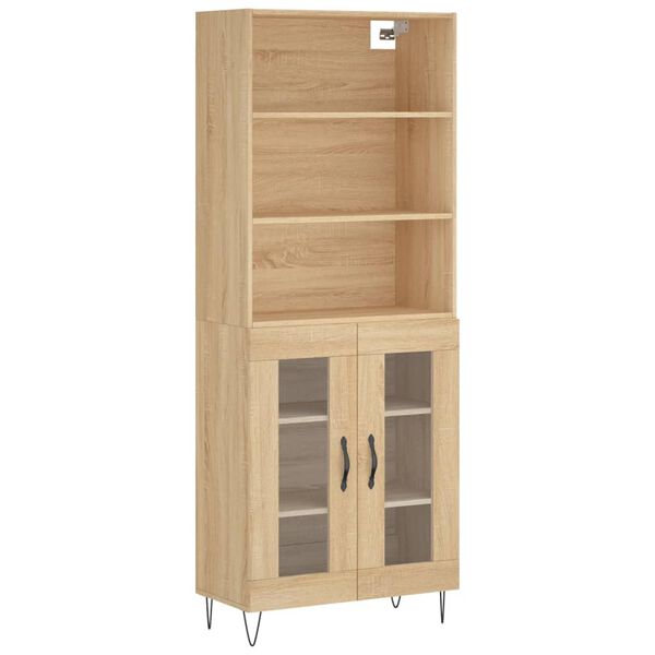 vidaXL Aparador alto madera contrachapada color roble 69,5x34x180 cm