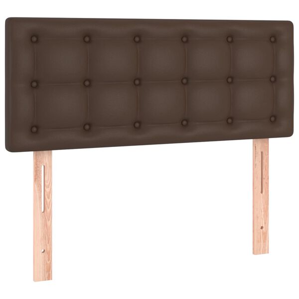 vidaXL Cabecero con LED cuero sint&eacute;tico marr&oacute;n 80x5x78/88 cm