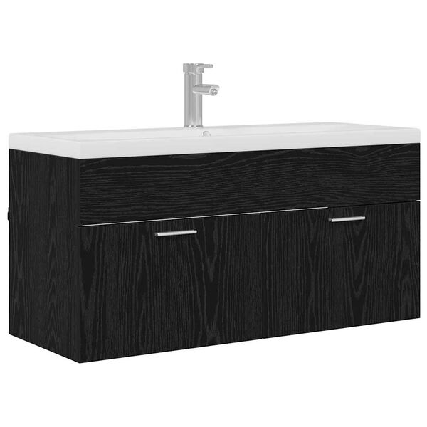vidaXL Mueble de Cuarto de Ba&ntilde;o Roble Negro 100 x 38,5 x 46 cm