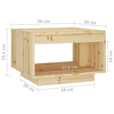 vidaXL Mesa de centro de madera maciza de abeto 50x50x33,5 cm