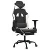 vidaXL Silla gaming con reposapi&eacute;s cuero sint&eacute;tico negro blanco