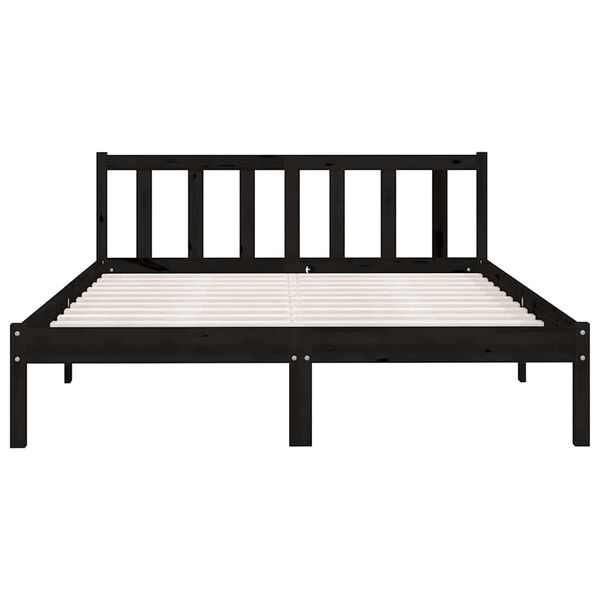vidaXL Estructura de cama de madera maciza de pino negra 160x200 cm