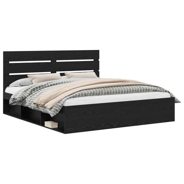 vidaXL Estructura de cama Negro 200 x 200 cm Madera de pino macizo