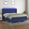 vidaXL Cama box spring colch&oacute;n y luces LED tela azul 180x200 cm