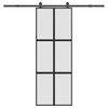 vidaXL Puerta corredera set herrajes vidrio templado aluminio 76x205cm