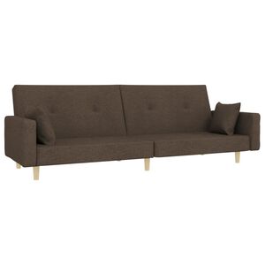 vidaXL Sof&aacute; cama de 2 plazas con dos almohadas tela gris taupe