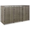 vidaXL Cobertizo 3 contenedores de basura rat&aacute;n PE gris 207x80x117 cm
