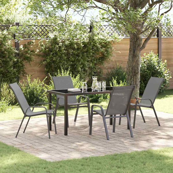 vidaXL Conjunto de Comedor de Jard&iacute;n 5 pcs Gris y Negro