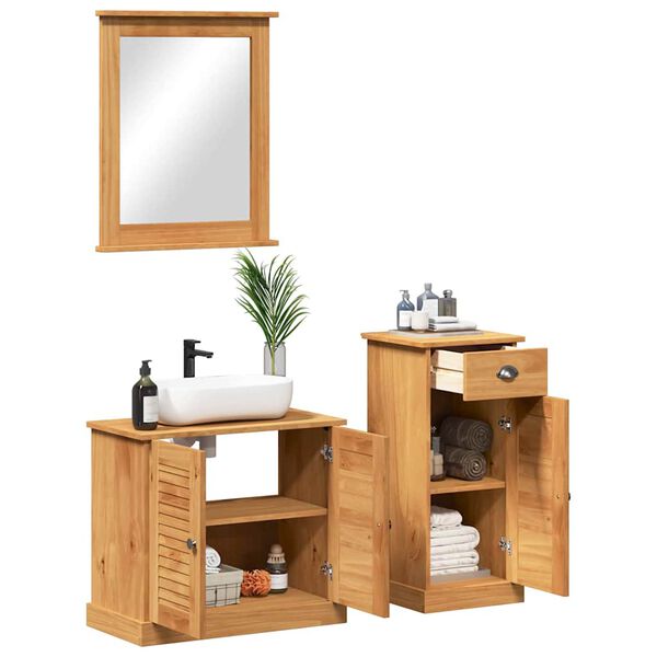 vidaXL Juego de muebles de ba&ntilde;o con caj&oacute;n VIGO 3 pcs Marr&oacute;n miel