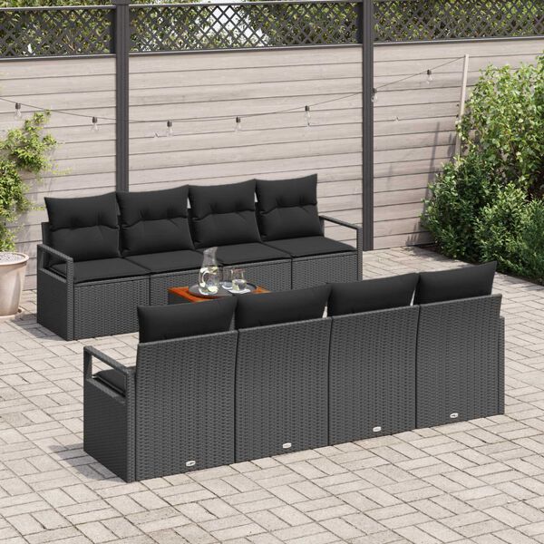 vidaXL Conjunto de sofá de jardín 9 pcs Negro