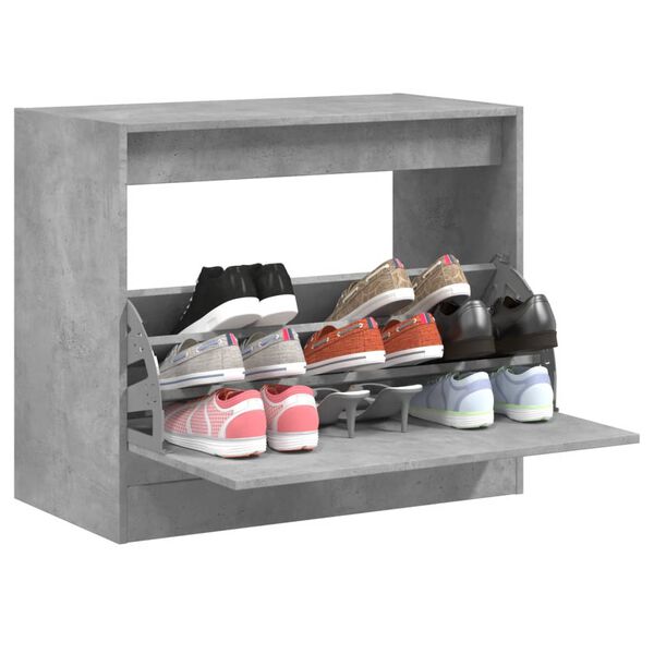 vidaXL Zapatero madera de ingenier&iacute;a gris hormig&oacute;n 80x42x69 cm