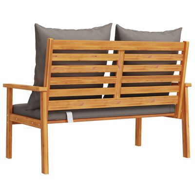 vidaXL Banco sofá de jardín con cojines madera maciza de acacia 120 cm