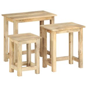 vidaXL Mesas apilables 3 unidades madera maciza de mango
