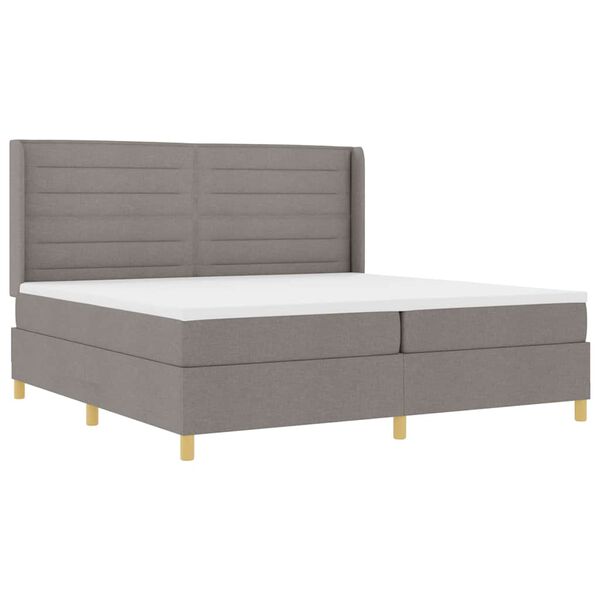 vidaXL Cama tipo Box Spring con colch&oacute;n Taup&eacute; 200 x 200 cm tela