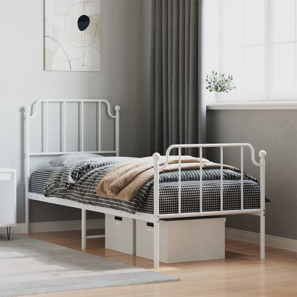 vidaXL Estructura cama sin colch&oacute;n con estribo metal blanco 80x200 cm