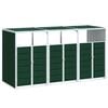 vidaXL Cobertizo de 3 contenedores basura acero verde 216x81x115 cm