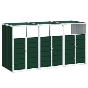 vidaXL Cobertizo de 3 contenedores basura acero verde 216x81x115 cm