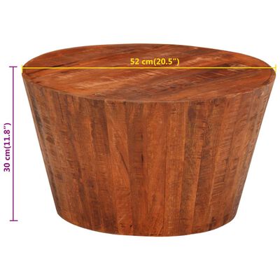 vidaXL Mesa de centro de madera maciza de mango rugosa Ø 52x30 cm