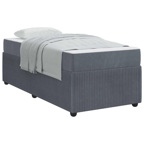 vidaXL Estructura de cama con colch&oacute;n Gris oscuro 100 x 200 cm tela