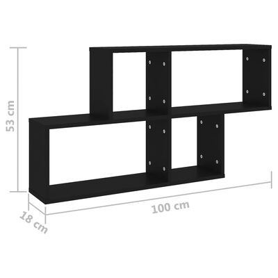 vidaXL Estante de pared madera contrachapada negro 100x18x53 cm