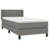 vidaXL Cama box spring con colch&oacute;n tela gris oscuro 90x200 cm