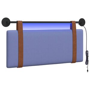 vidaXL Cabecero colgante Con luz LED Azul jeans PU antiguo