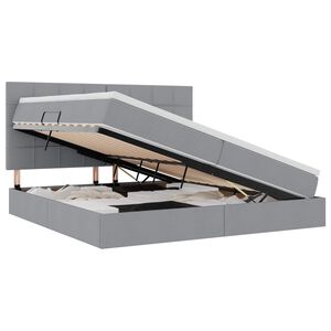 vidaXL Cama con almacenamiento y LED Gris Claro 200 x 200 cm Poli&eacute;ster