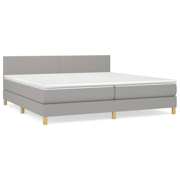 vidaXL Cama box spring con colch&oacute;n tela gris claro 200x200 cm