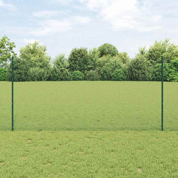 vidaXL Valla con Poste Verde 1,2 x 50 m Acero y PVC