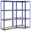 vidaXL Estanter&iacute;as 4 niveles 2 uds acero y madera contrachapada azul