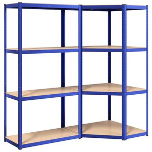 vidaXL Estanter&iacute;as 4 niveles 2 uds acero y madera contrachapada azul