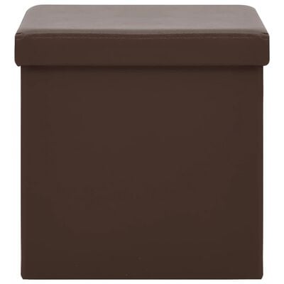 vidaXL Taburete con almacenaje plegable marrón PVC
