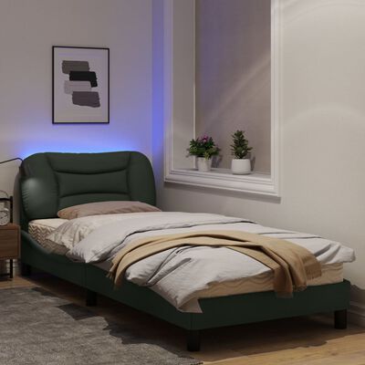 vidaXL Estructura de cama con luces LED tela gris oscuro 90x200 cm