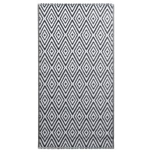 vidaXL Alfombra de exterior ARAKIL blanca y negra 120x180 cm PP
