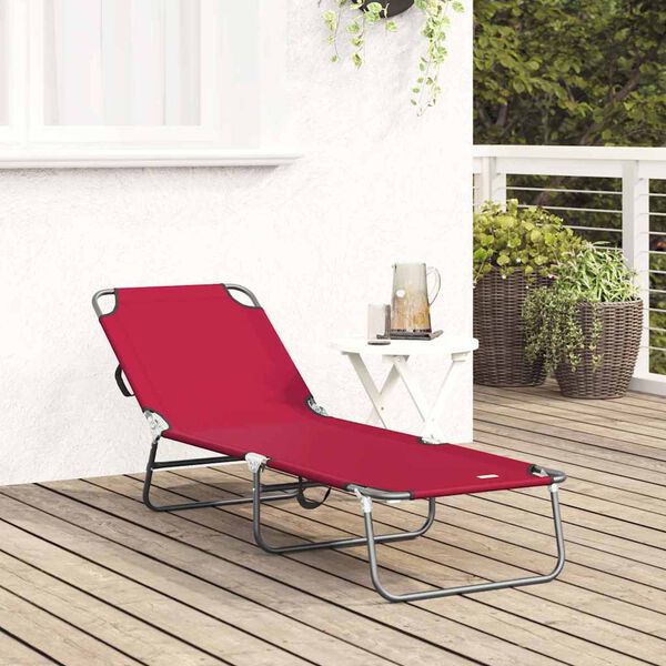 vidaXL Tumbona plegable 1-persona Rojo 56 x 189 x 87cm tela