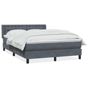 vidaXL Cama box spring con colch&oacute;n terciopelo gris oscuro 140x220 cm