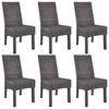 vidaXL Sillas de comedor 6 unidades rat&aacute;n Kubu y madera mango marr&oacute;n